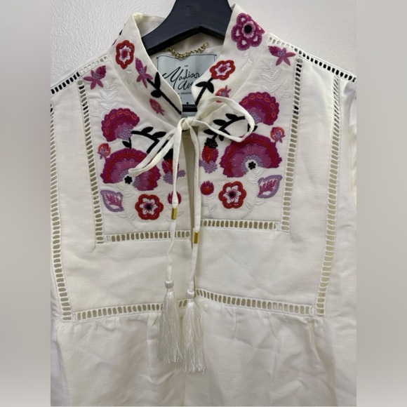 Kate Spade Blouse Pink & Red Floral‎ Embroidery Open Front Blazer Jacket Sz 10 - Picture 4 of 6